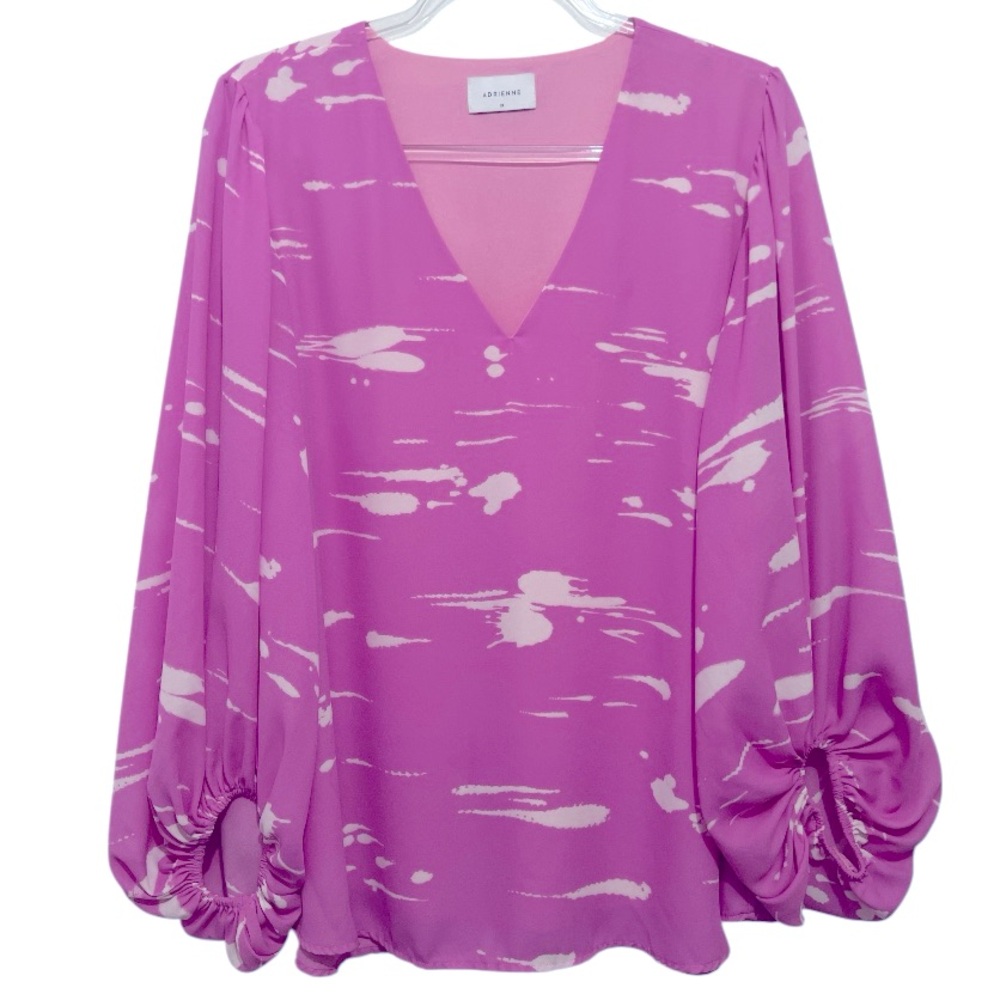 Adrienne Pink Ruched Long Sleeve Blouse